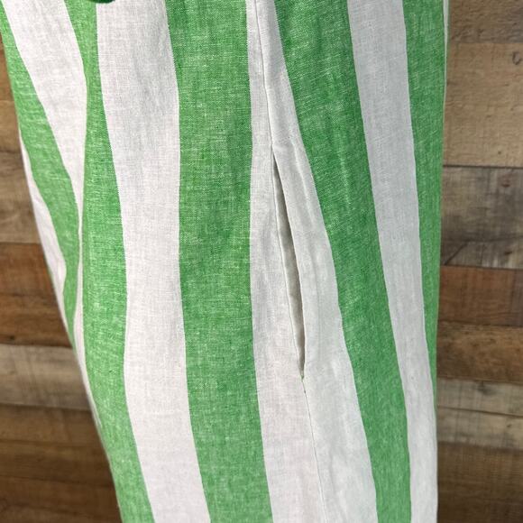 Kate Spade Awning Stripe Pom-Pom Tunic Dress Crop Sleeve White Green SZ Medium - Picture 7 of 14